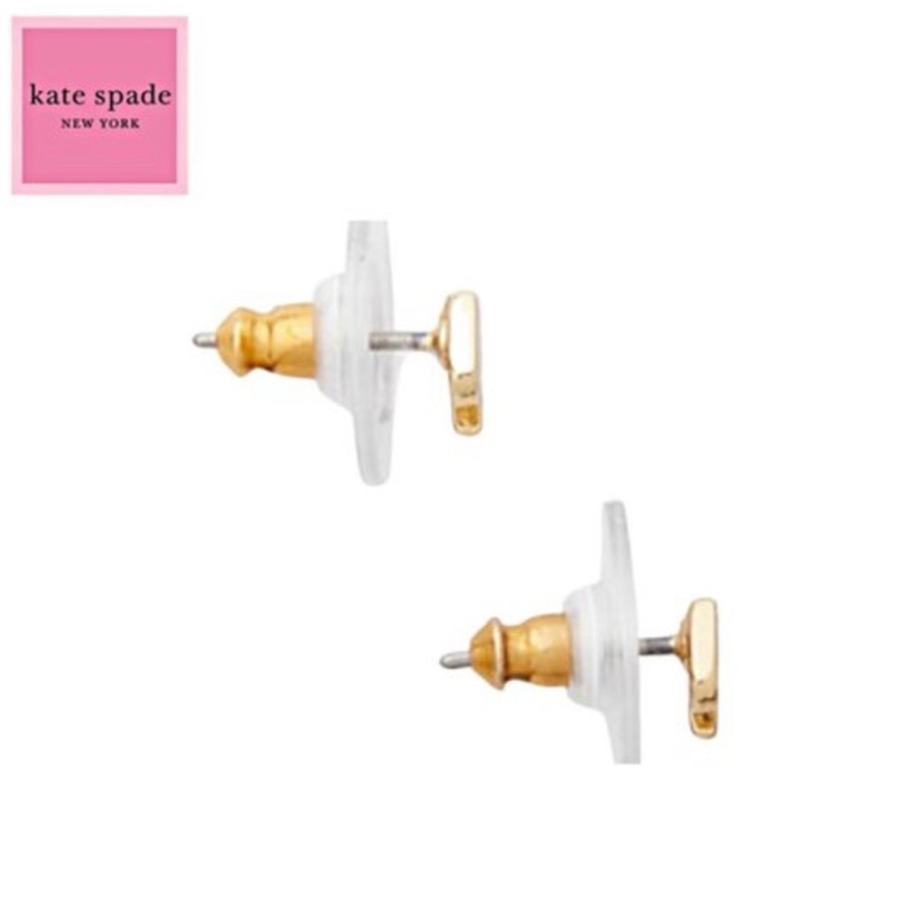New KATE SPADE Women’s Signature Spade Gold Tone Stud Earrings Authentic - Picture 9 of 10